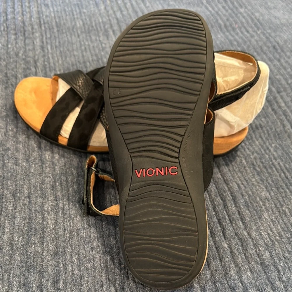 Vionic Eira Black Sandals with Cross Straps - Picture 2 of 4